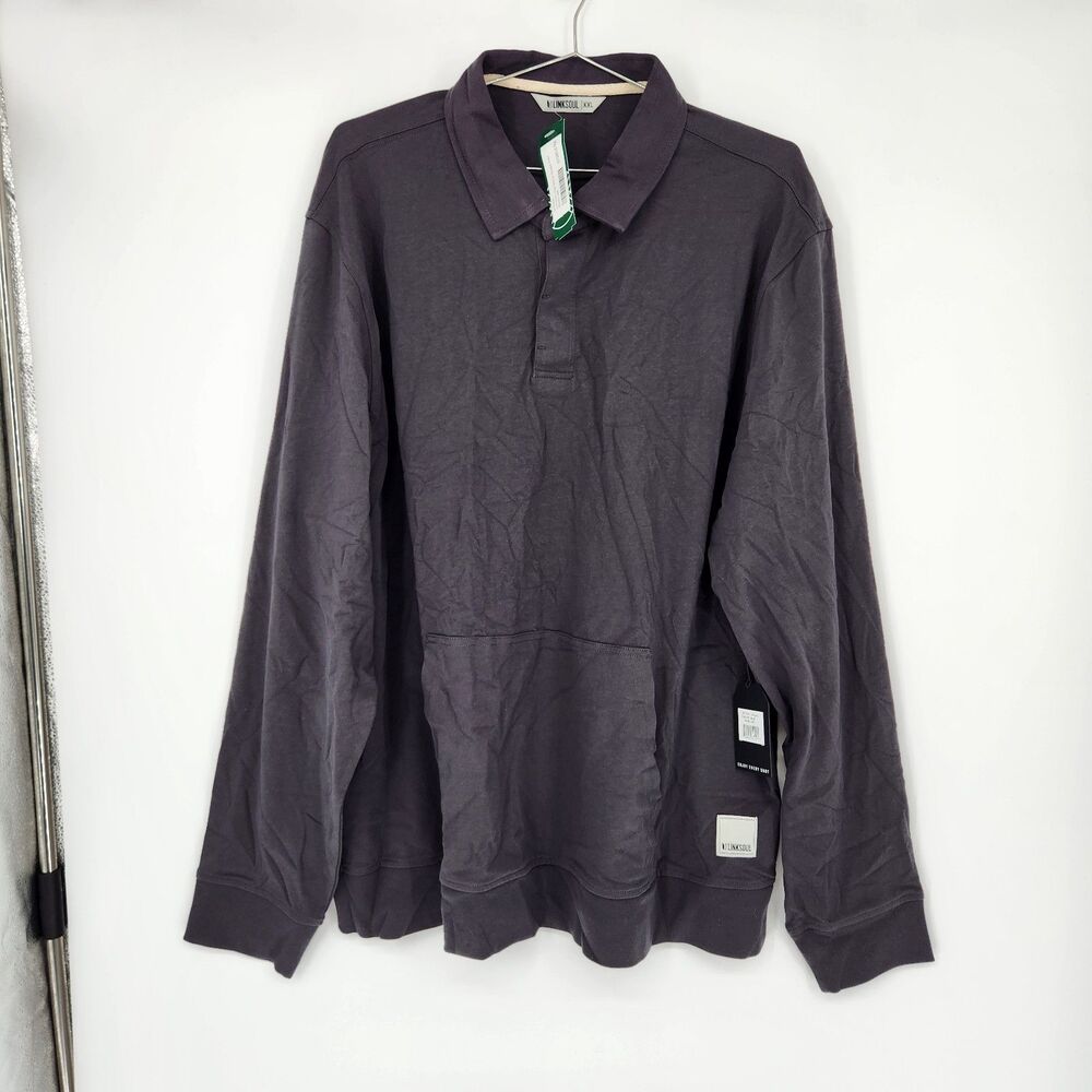 Linksoul Black XXL Henwick Long Sleeve Rugby Polo Shirt NWt